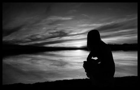 waiting woman black and white